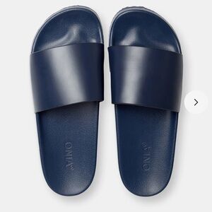 Onia blue pool leather slides slippers 8/9